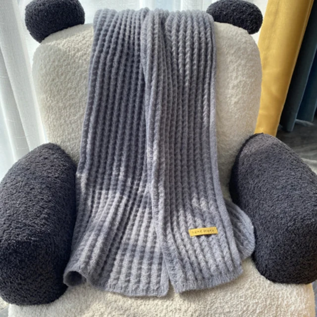 New Solid Knitted Thermal Windproof Scarf Women Men Girl Couple 2023 Winter Thick Warm Vintage Female Shawl Fashion Scarves