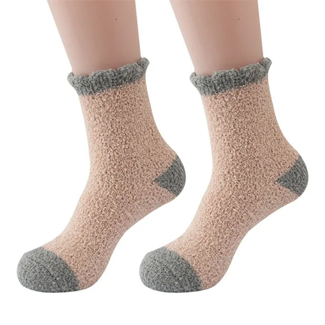 1 Pair Women's Fuzzy Socks with Non-Slip Grips Super Soft Woman Man Cold Protection Winter Warm Cozy Plush Slipper Socks