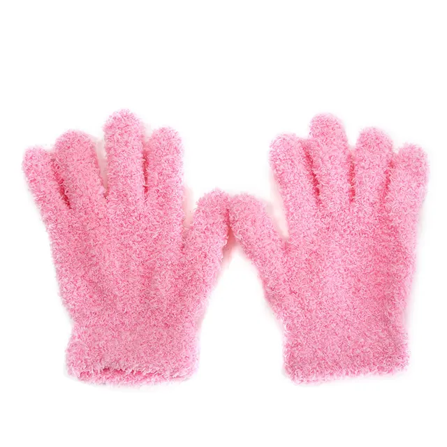 Winter Coral Fleece Thicken Gloves Women Girls Keep Warm Plush Furry Full Finger Mittens Soft Elastic Casual Solid Cycling Glove