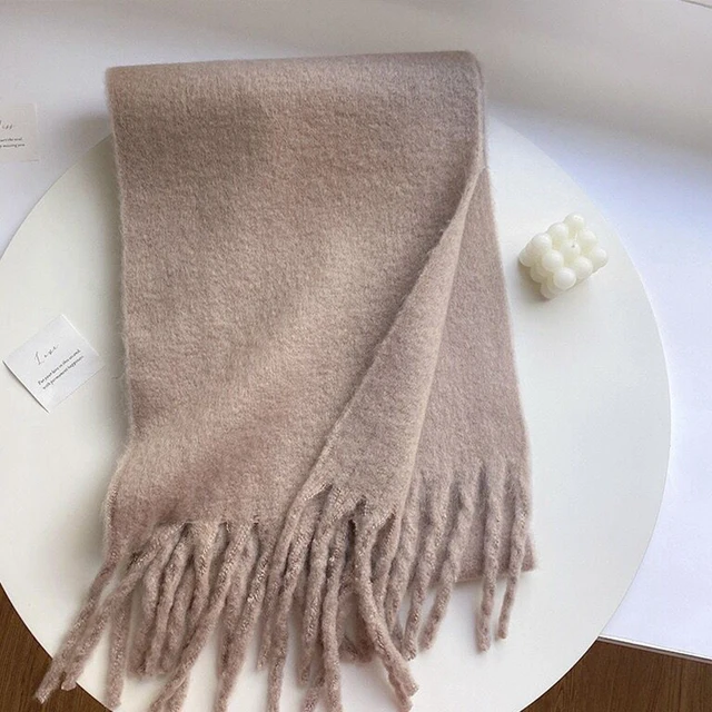 Winter Warm Solid Colors Scarf Women Men 2023 Cashmere Fashion Rainbow Thickened Long Tassel Shawl Autumn Outdoor Gifts