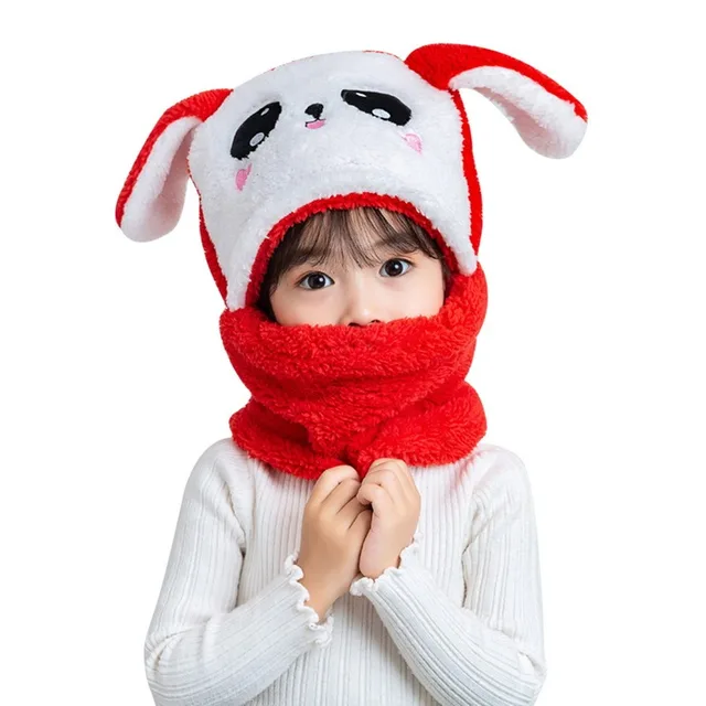 Cute Children Cartoon Scarf Hat Autumn Winter Girls Boys Scarf Thicken Cap Newborn Baby Stuff Children Hat Plus Fleece Kids Caps