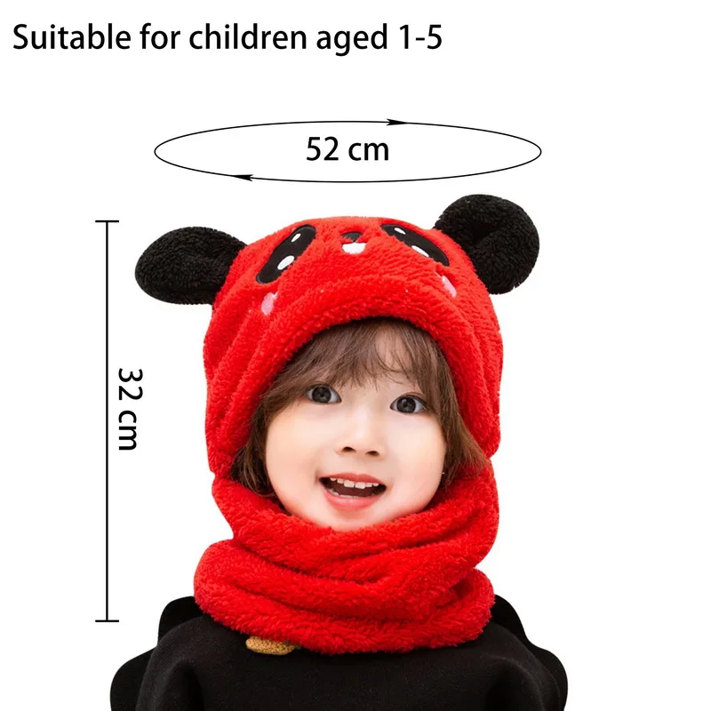 Cute Children Cartoon Scarf Hat Autumn Winter Girls Boys Scarf Thicken Cap Newborn Baby Stuff Children Hat Plus Fleece Kids Caps