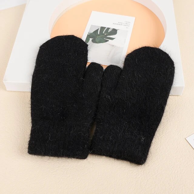 2022 Elastic Thicken Mitten Gloves Warm Cashmere Double Layer Glove Men Women Winter Cycling Driving Warm Knitted Woolen Gloves