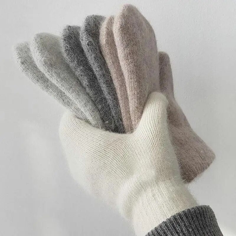 2022 Elastic Thicken Mitten Gloves Warm Cashmere Double Layer Glove Men Women Winter Cycling Driving Warm Knitted Woolen Gloves