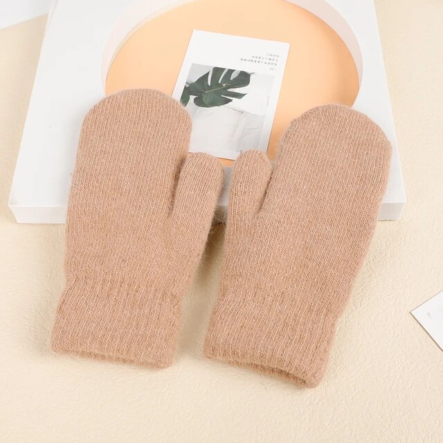 2022 Elastic Thicken Mitten Gloves Warm Cashmere Double Layer Glove Men Women Winter Cycling Driving Warm Knitted Woolen Gloves