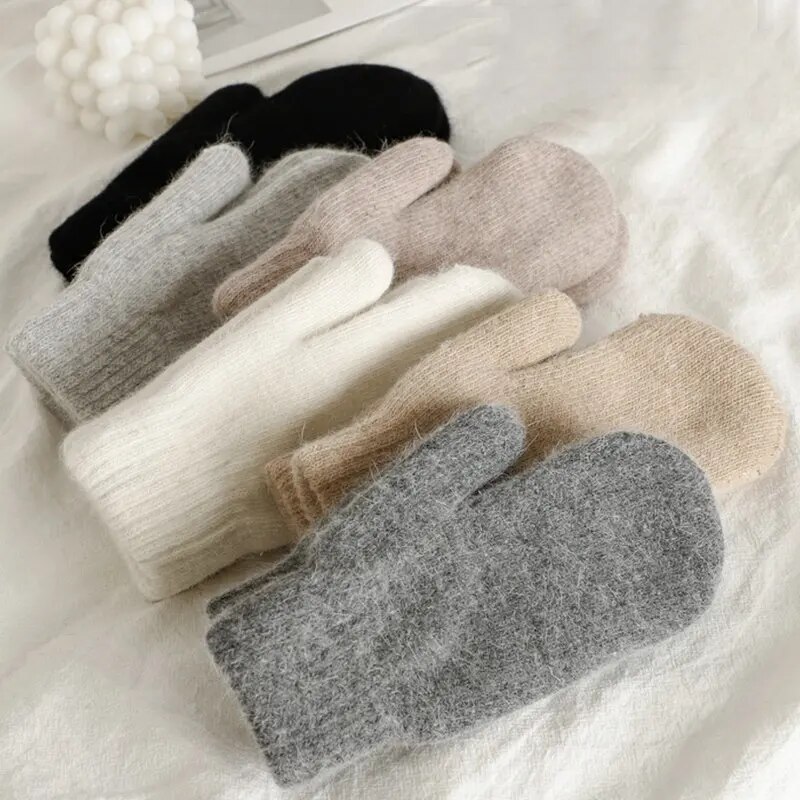 2022 Elastic Thicken Mitten Gloves Warm Cashmere Double Layer Glove Men Women Winter Cycling Driving Warm Knitted Woolen Gloves