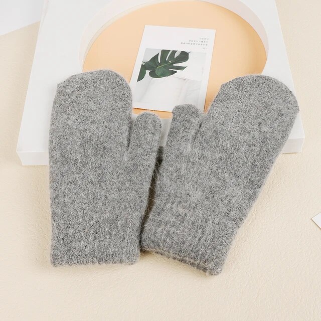 2022 Elastic Thicken Mitten Gloves Warm Cashmere Double Layer Glove Men Women Winter Cycling Driving Warm Knitted Woolen Gloves
