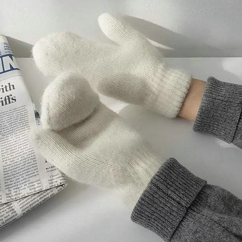 2022 Elastic Thicken Mitten Gloves Warm Cashmere Double Layer Glove Men Women Winter Cycling Driving Warm Knitted Woolen Gloves