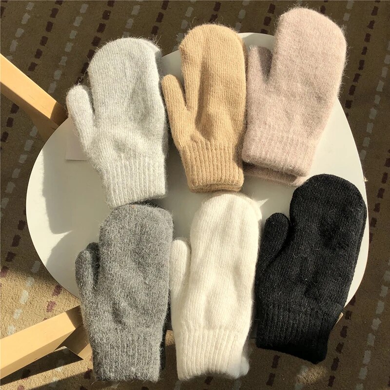 2022 Elastic Thicken Mitten Gloves Warm Cashmere Double Layer Glove Men Women Winter Cycling Driving Warm Knitted Woolen Gloves