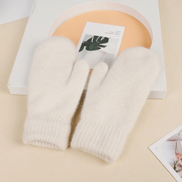 2022 Elastic Thicken Mitten Gloves Warm Cashmere Double Layer Glove Men Women Winter Cycling Driving Warm Knitted Woolen Gloves