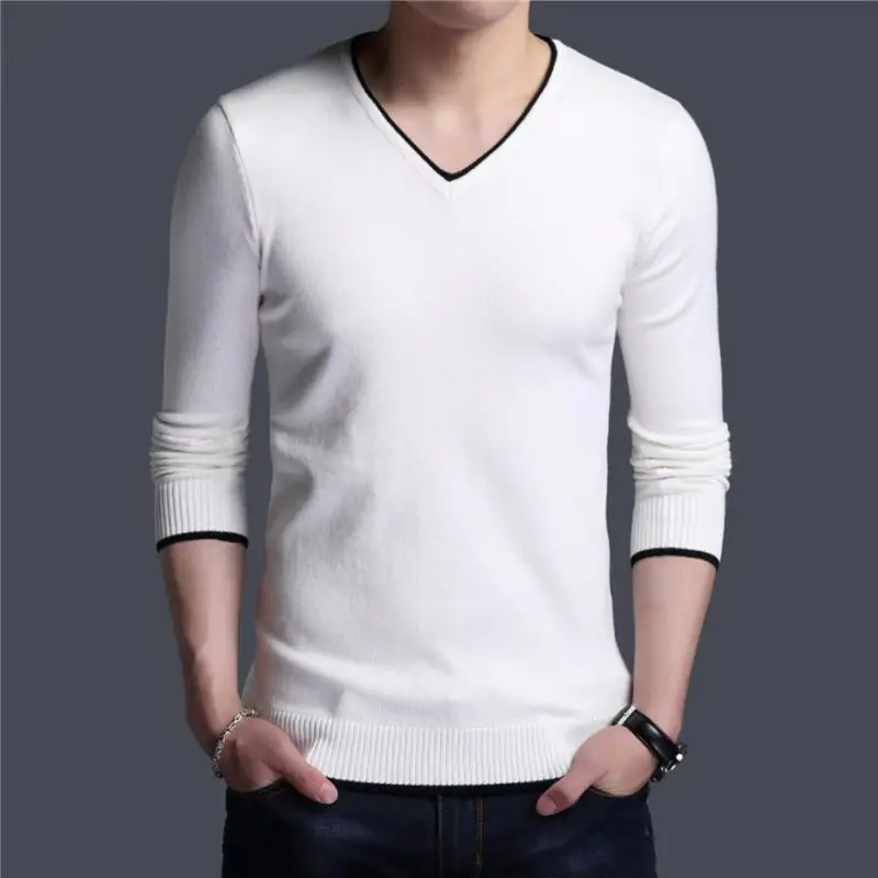Brand Spring Autumn New Arrival Soft Cotton Sweater Casual V-Neck Pull Homme Knitwear Pullover Men Clothes Jersey
