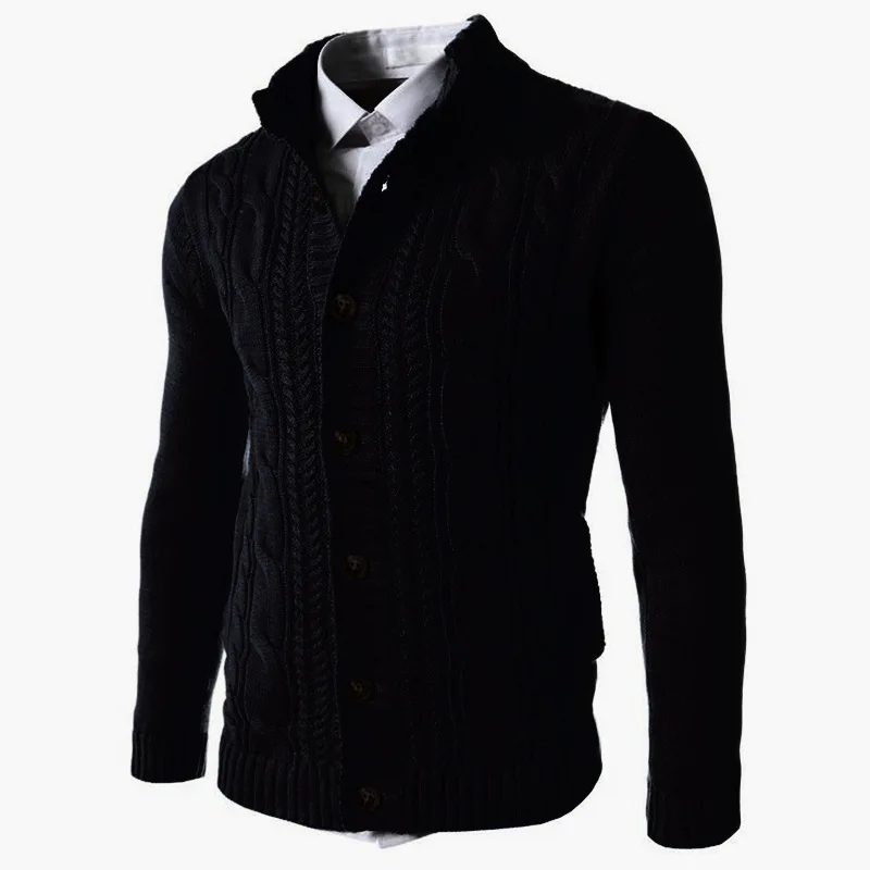 Men Autumn Winter Sweaters Turn-Down Collar Single-Breasted Knitting Cardigan Warm Causal Sweatercoat Mens Clothing Jacket