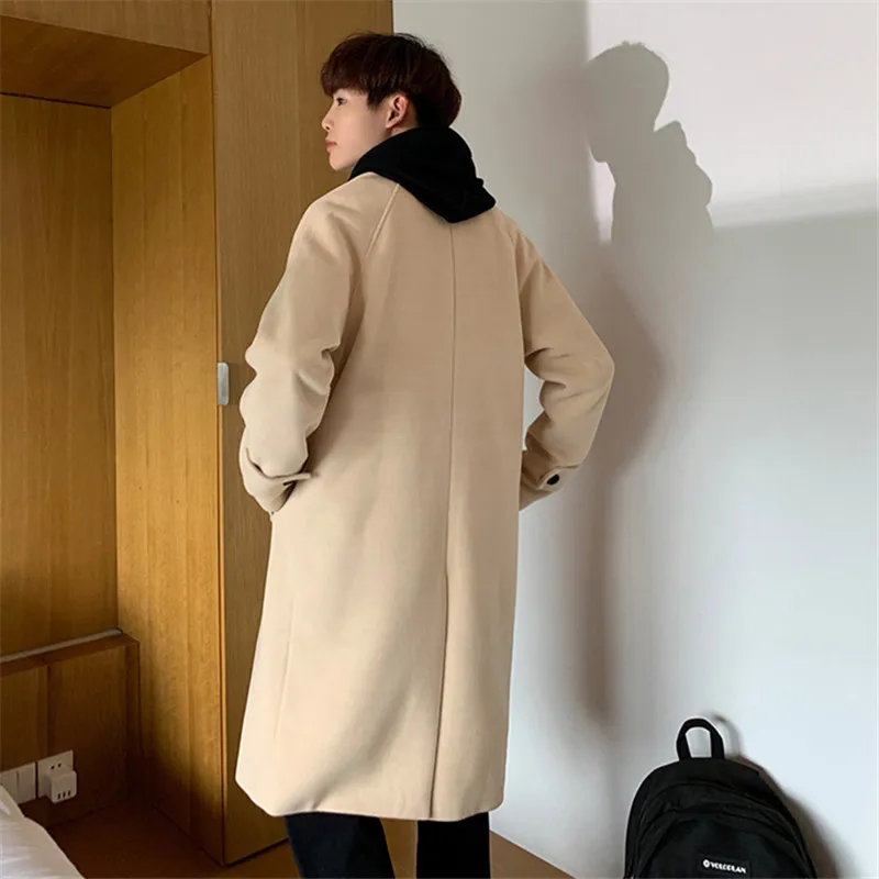 MenFashion Winter Jacket Coats Wool Coat Mens Oversized Harajuku Overcoat Male Japanese Streetwear Jackets