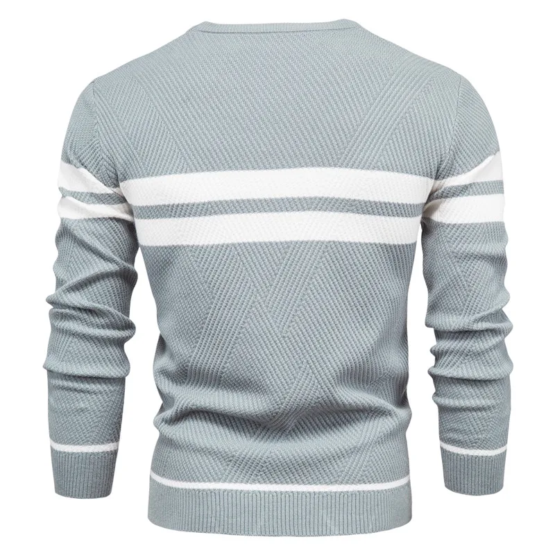 Spring Autumn Pullover Mens Sweater O-neck Patchwork Long Sleeve Warm Slim Sweaters Men Casual Fashion Sweater