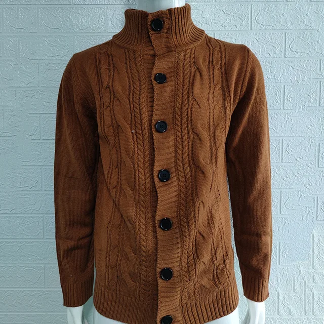 Men Autumn Winter Sweaters Turn-Down Collar Single-Breasted Knitting Cardigan Warm Causal Sweatercoat Mens Clothing Jacket