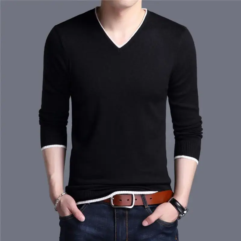 Brand Spring Autumn New Arrival Soft Cotton Sweater Casual V-Neck Pull Homme Knitwear Pullover Men Clothes Jersey