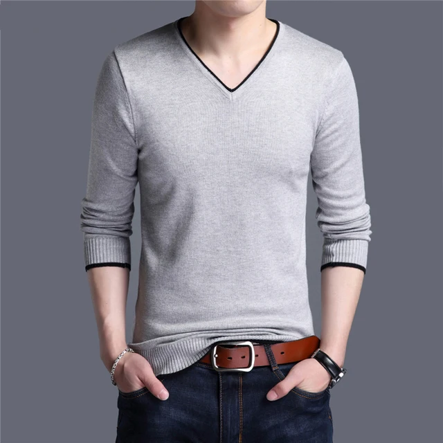 Brand Spring Autumn New Arrival Soft Cotton Sweater Casual V-Neck Pull Homme Knitwear Pullover Men Clothes Jersey