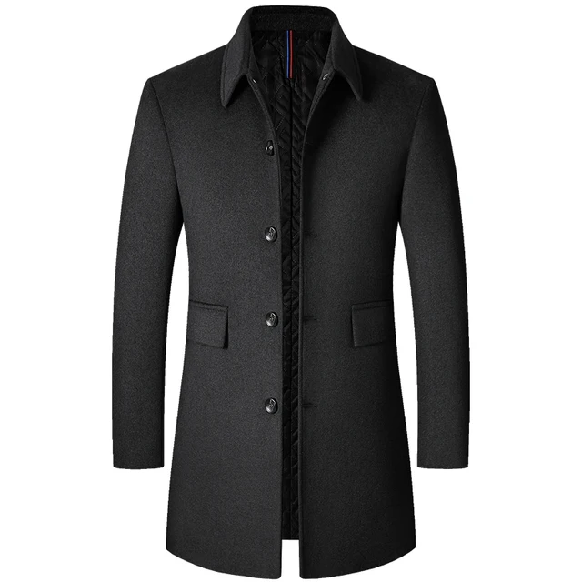 Brand Winter 40% Wool Men Thick Coats Turn Down Collar Male Fashion Wool Blend Coats Superior Outerwear Jacket Trench