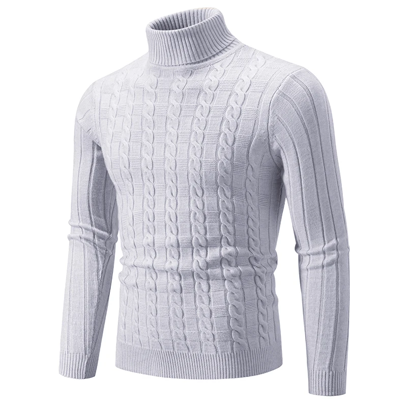 Turtleneck Pullover Men Slim Fit Knit Sweater Solid Color Long Sleeve Autumn Sweaters Men Casual Pullover Man Clothing