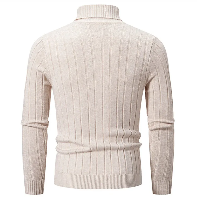 Turtleneck Pullover Men Slim Fit Knit Sweater Solid Color Long Sleeve Autumn Sweaters Men Casual Pullover Man Clothing