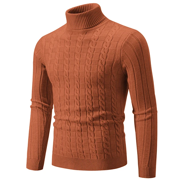 Turtleneck Pullover Men Slim Fit Knit Sweater Solid Color Long Sleeve Autumn Sweaters Men Casual Pullover Man Clothing
