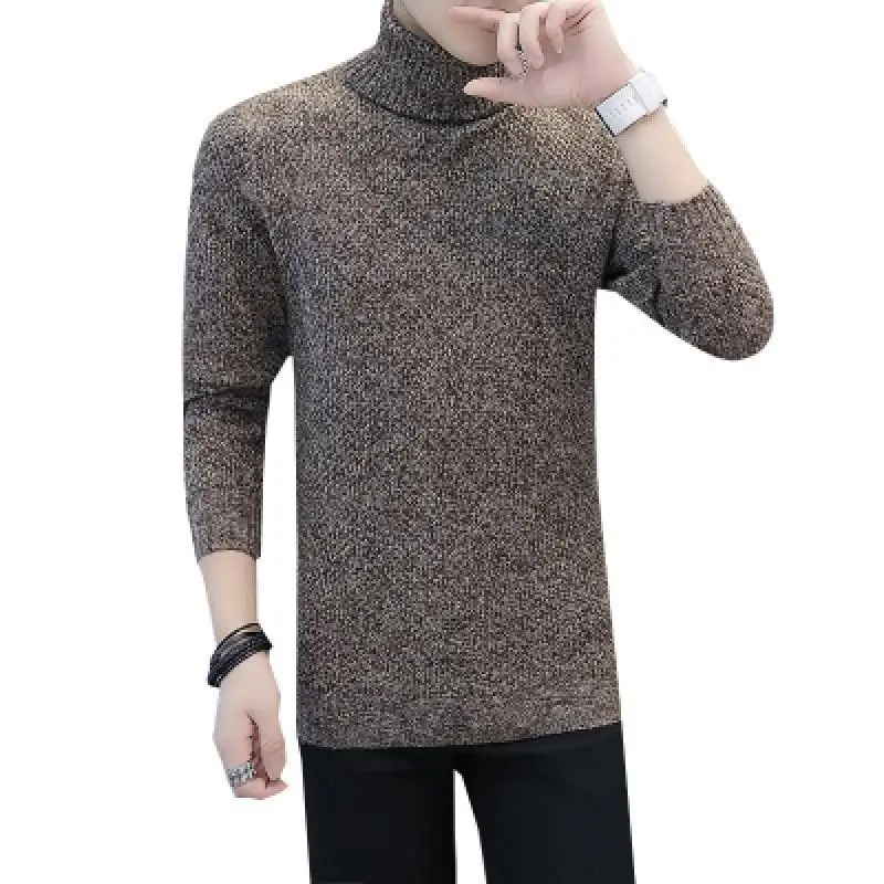 Fleece Mens Sweaters Casual Turtleneck Pullover Men Winter Black High Neck Sweater Man Long Sleeve Knitwear Men's Clothing Tops