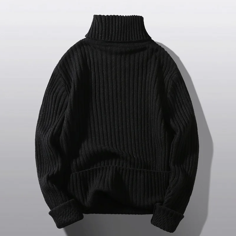 Autumn Winter Men's Turtleneck Sweaters Pullovers Solid Color Long Sleeve Slim Fit Youth Knitted Casual Pullover Sweater Men