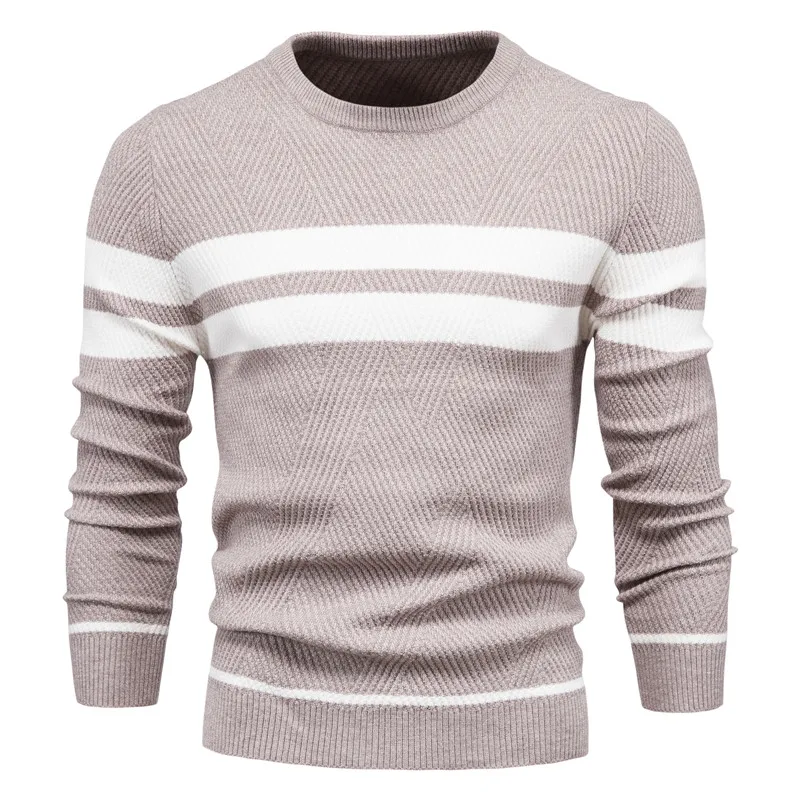 Spring Autumn Pullover Mens Sweater O-neck Patchwork Long Sleeve Warm Slim Sweaters Men Casual Fashion Sweater