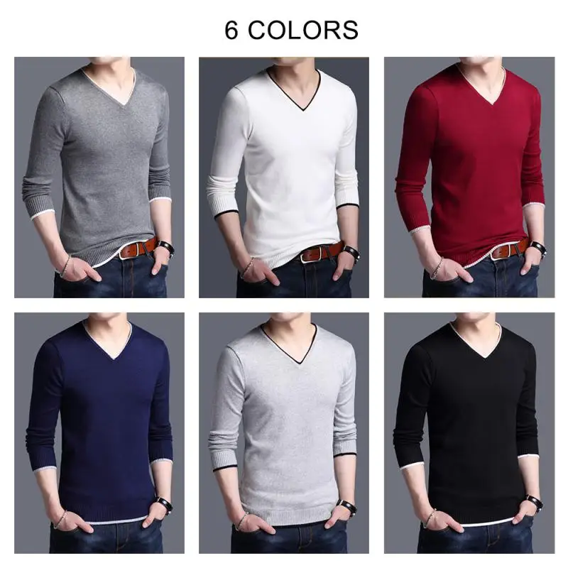 Brand Spring Autumn New Arrival Soft Cotton Sweater Casual V-Neck Pull Homme Knitwear Pullover Men Clothes Jersey