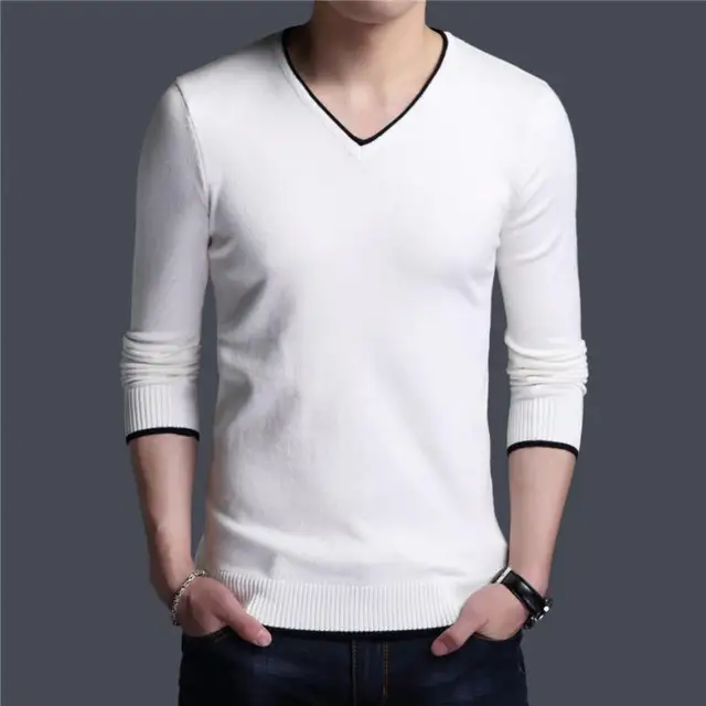 Brand Spring Autumn New Arrival Soft Cotton Sweater Casual V-Neck Pull Homme Knitwear Pullover Men Clothes Jersey