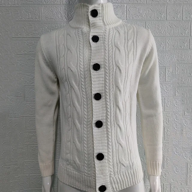 Men Autumn Winter Sweaters Turn-Down Collar Single-Breasted Knitting Cardigan Warm Causal Sweatercoat Mens Clothing Jacket