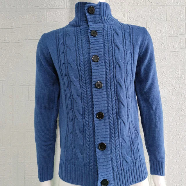 Men Autumn Winter Sweaters Turn-Down Collar Single-Breasted Knitting Cardigan Warm Causal Sweatercoat Mens Clothing Jacket
