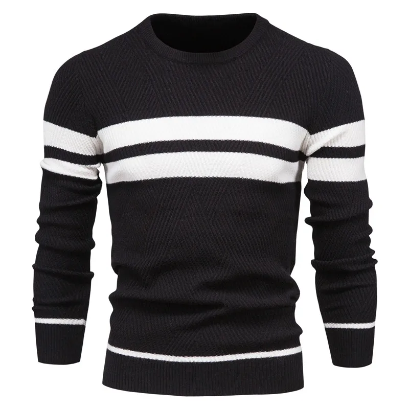 Spring Autumn Pullover Mens Sweater O-neck Patchwork Long Sleeve Warm Slim Sweaters Men Casual Fashion Sweater