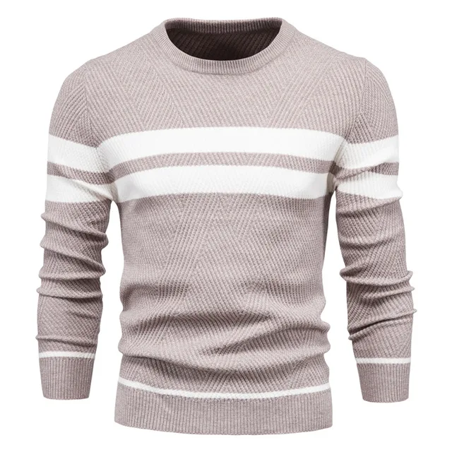 Spring Autumn Pullover Mens Sweater O-neck Patchwork Long Sleeve Warm Slim Sweaters Men Casual Fashion Sweater