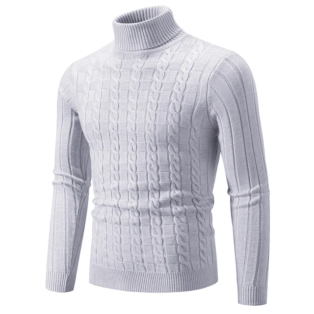 Turtleneck Pullover Men Slim Fit Knit Sweater Solid Color Long Sleeve Autumn Sweaters Men Casual Pullover Man Clothing