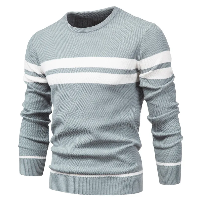 Spring Autumn Pullover Mens Sweater O-neck Patchwork Long Sleeve Warm Slim Sweaters Men Casual Fashion Sweater
