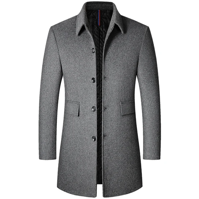 Brand Winter 40% Wool Men Thick Coats Turn Down Collar Male Fashion Wool Blend Coats Superior Outerwear Jacket Trench