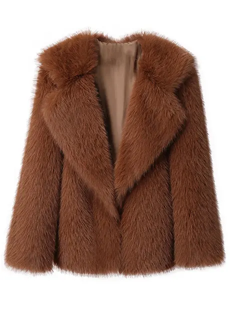 Thick Lapel Plush Loose Coat For Women Fashion Solid Warm Long Sleeve Jacket Autumn Winter Chic Lady Street Outerwear