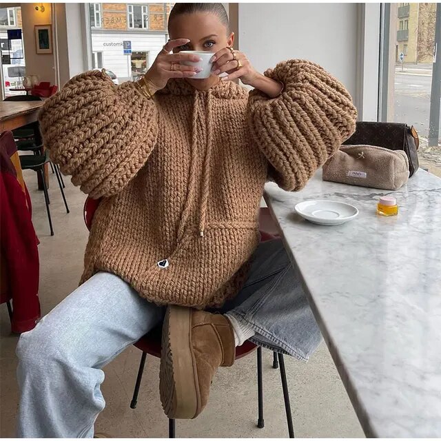 Elegant Solid Hooded Sweater Vest For Women Fashion Sleeveless Knitting Cardigan Winter Office Ladies Commute Streetwear