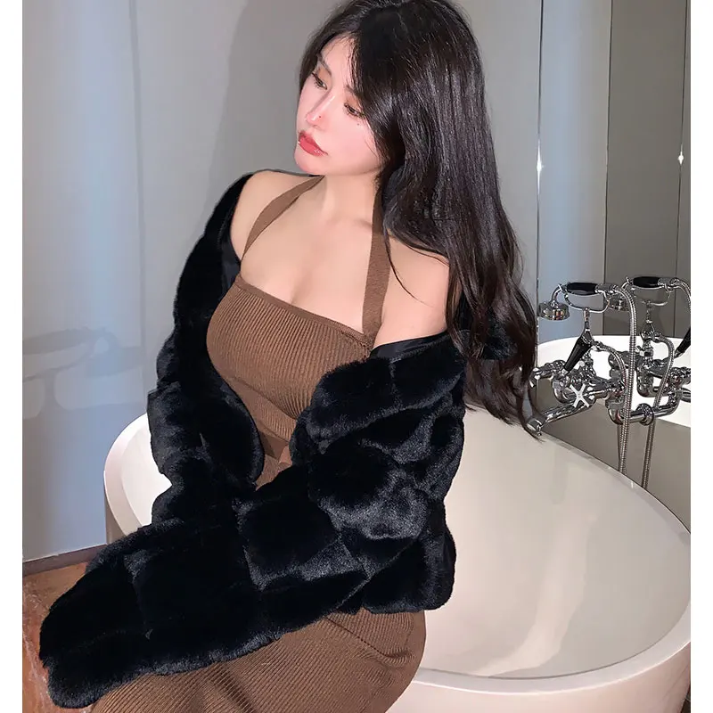 Thick Faux Fur Jackets Warm Autumn Winter Luxury High Collar Faux Mink Fur Party Club Coat Vintage Solid Furry Outerwear