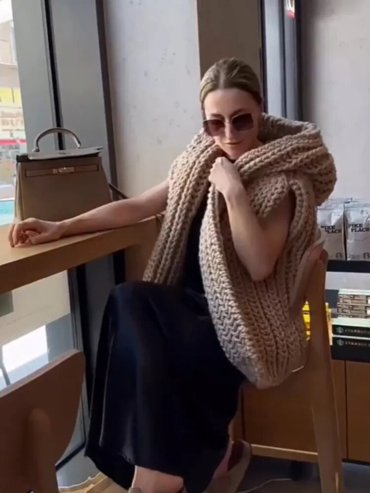 Elegant Solid Hooded Sweater Vest For Women Fashion Sleeveless Knitting Cardigan Winter Office Ladies Commute Streetwear