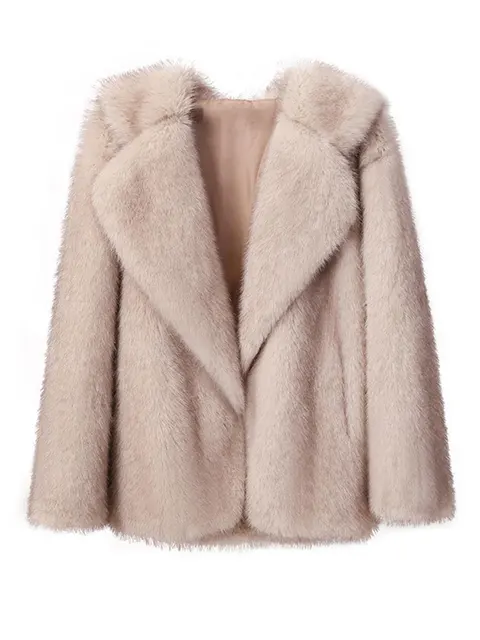 Thick Lapel Plush Loose Coat For Women Fashion Solid Warm Long Sleeve Jacket Autumn Winter Chic Lady Street Outerwear