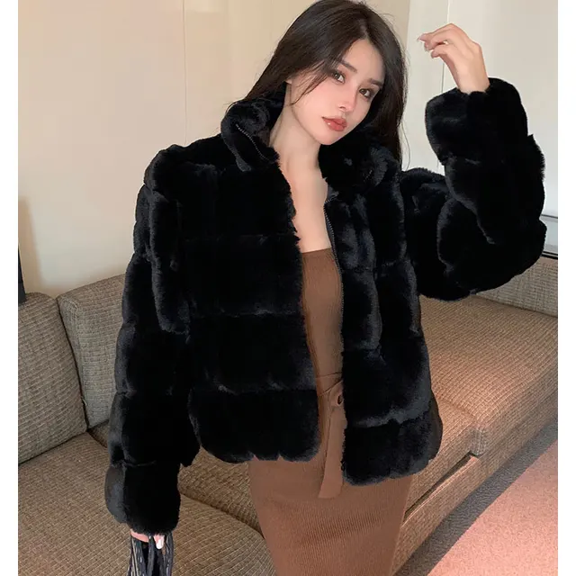 Thick Faux Fur Jackets Warm Autumn Winter Luxury High Collar Faux Mink Fur Party Club Coat Vintage Solid Furry Outerwear