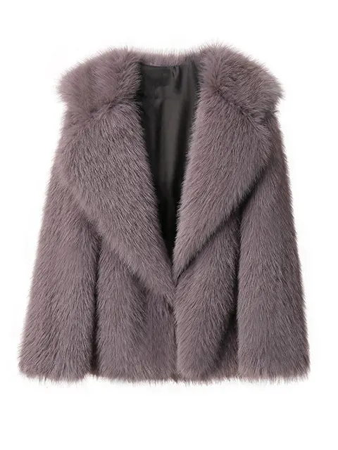 Thick Lapel Plush Loose Coat For Women Fashion Solid Warm Long Sleeve Jacket Autumn Winter Chic Lady Street Outerwear