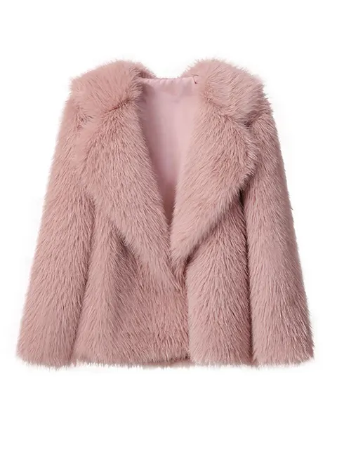 Thick Lapel Plush Loose Coat For Women Fashion Solid Warm Long Sleeve Jacket Autumn Winter Chic Lady Street Outerwear
