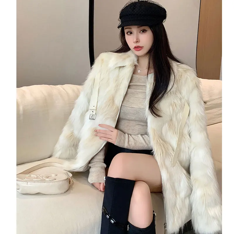 Thick Faux Fur Jackets Autumn Winter Luxury Warm High Collar Party Club Coat Vintage Furry Mixture Outcoat Outerwear