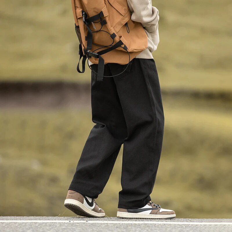 TFETTERS Brand Casual Pants Men Autumn Winter Mid Rise Straight Leg Jeans Baggy Fashion Motion Streetwear Cotton Men Pants