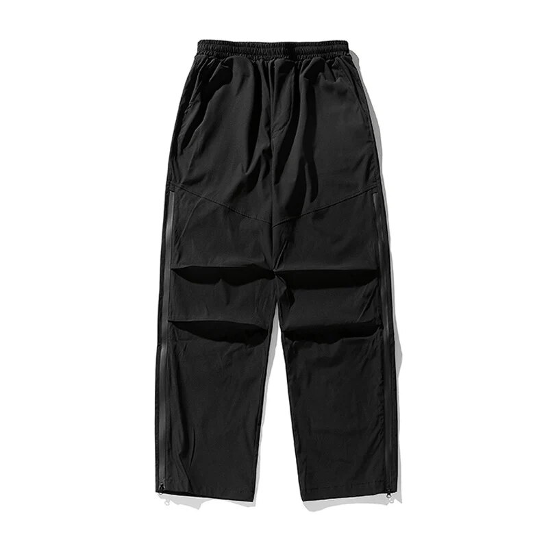 TFETTERS Autumn Winter Male Cargo Pants Side Stripe Watertight Mid Rise Parachute Pants Mens Fashion Outdoors Men Clothing