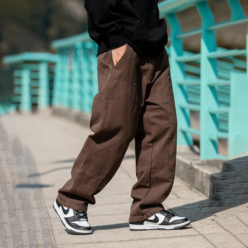 TFETTERS Brand 100%Cotton Retro Lumber Cargo Pants Men Autumn Winter New Japan Baggy Casual Pants Mans Fashion Streetwear