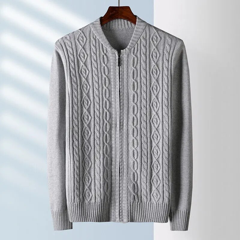 Men Autumn Winter New Sweater Coats Men's Long Sleeve Cardigan Outwear Male Zipper Solid Knitted Jackets W771
